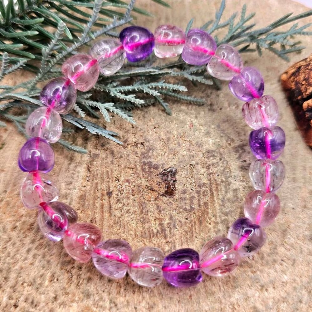 Rare Nature Super Seven Crystal 3D Strawberry Beads Bracelet